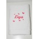 Drap de bain/serviette blanc papillons personnalisées brodée pour adulte et enfant,naissance,anniversaire,noel