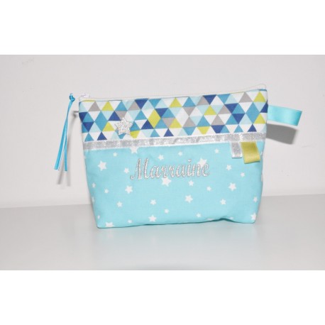 Trousse à  maquillage/ pochette marraine,cadeau,baptême