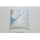 coussin mariage alliances bleu ciel personnalisé brodé strass avec orchidée argentée