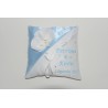 coussin mariage alliances bleu ciel personnalisé brodé strass avec orchidée argentée