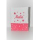 cadeau naissance: protège-carnet de santé étoile rose fuchsia brodé personnalisé au nom