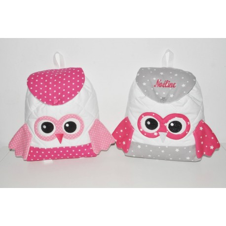 noël:Jumeaux jumelles soeur Duo Sacs Sac à  dos enfant hibou chouette  brodées  personnalisés au prénom