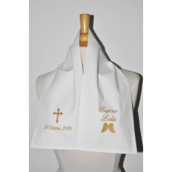 écharpe de baptême aile d'ange avec croix personnalisée brodée pour garà§on ou fille
