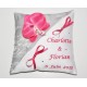 Porte-alliances coussin de mariage personnalisé brodé strass avec orchidée rose