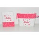 Box cadeau naissance: protège-carnet de santé avec trousse de toilette étoiles rose fuchsia personnalisé brodé au nom