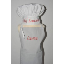 Ensemble Tablier de cuisine avec toque enfant  personnalisé brodé
