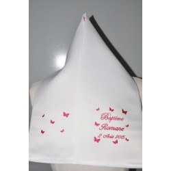 écharpe de baptême enfant papillons personnalisée brodée pour garà§on ou fille