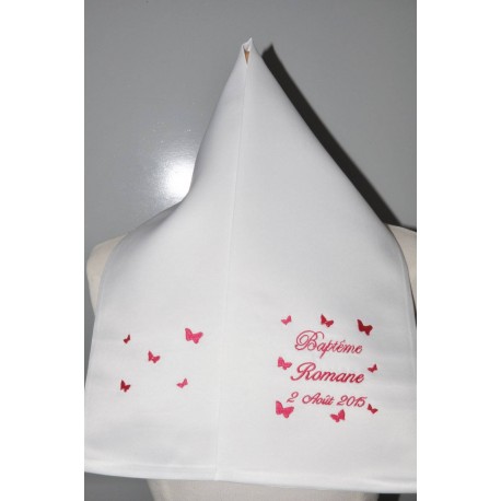 écharpe de baptême enfant papillons personnalisée brodée pour garà§on ou fille