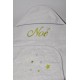 cape de bain / sortie de bain bébé grise/anis personnalisée avec étoiles et prénom brodés