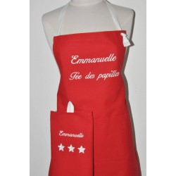 Box cadeau:Tablier de cuisine* homme ou femme personnalisé brodé au prénom avec torchon assorti