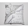 coussin mariage porte-alliances personnalisé brodé argenté strass avec orchidée argentée